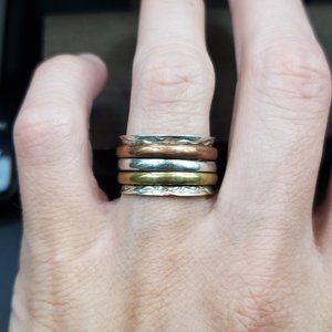 Size 7 Sterling Silver Triple Band Spinner Ring